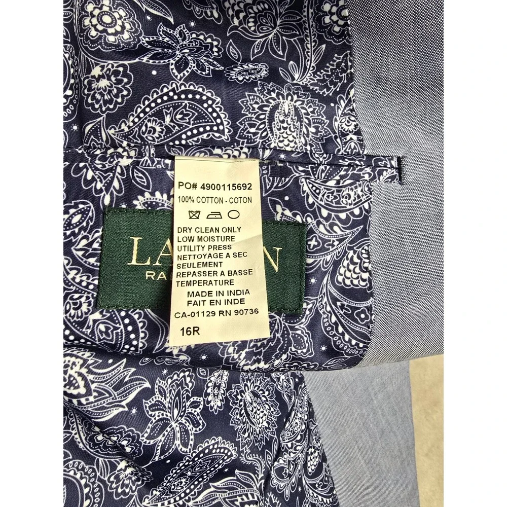 Lauren Ralph Lauren Sport Coat Kids Youth 16R Light Blue Paisley Lining *Read